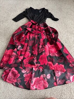 R&M Richards Black Draped Evening Dress